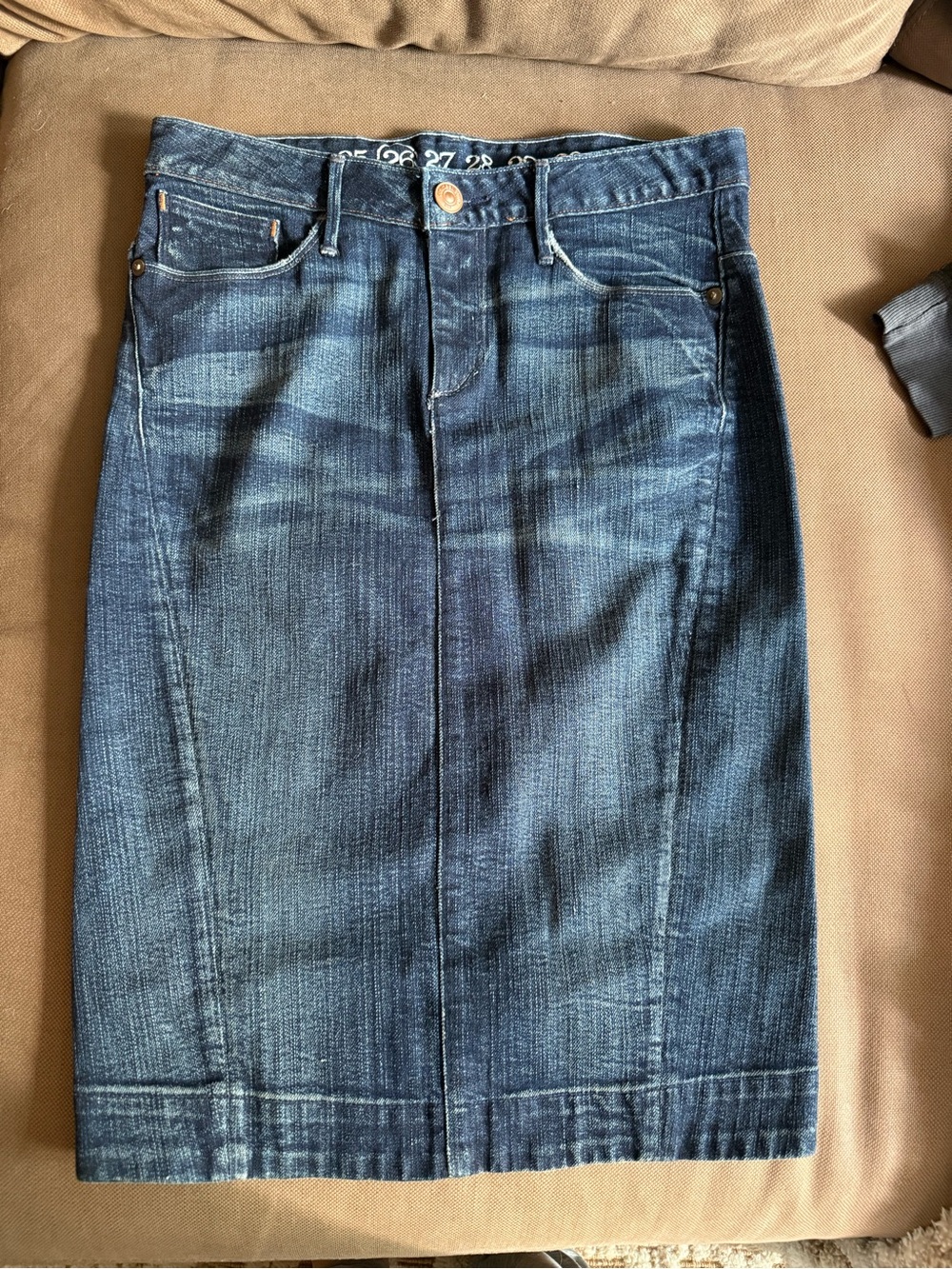 Ernest Sewn Charlotte Dark Blue Denim Pencil Skirt